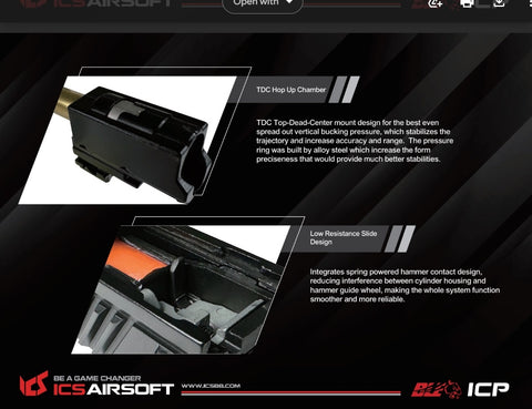 ICS BLE ICP Optics Ready Full Auto GBB Pistol