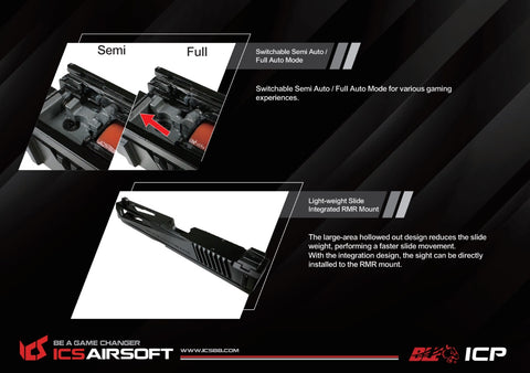 ICS BLE ICP Optics Ready Full Auto GBB Pistol
