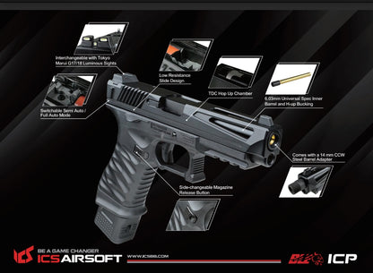 ICS BLE ICP Optics Ready Full Auto GBB Pistol