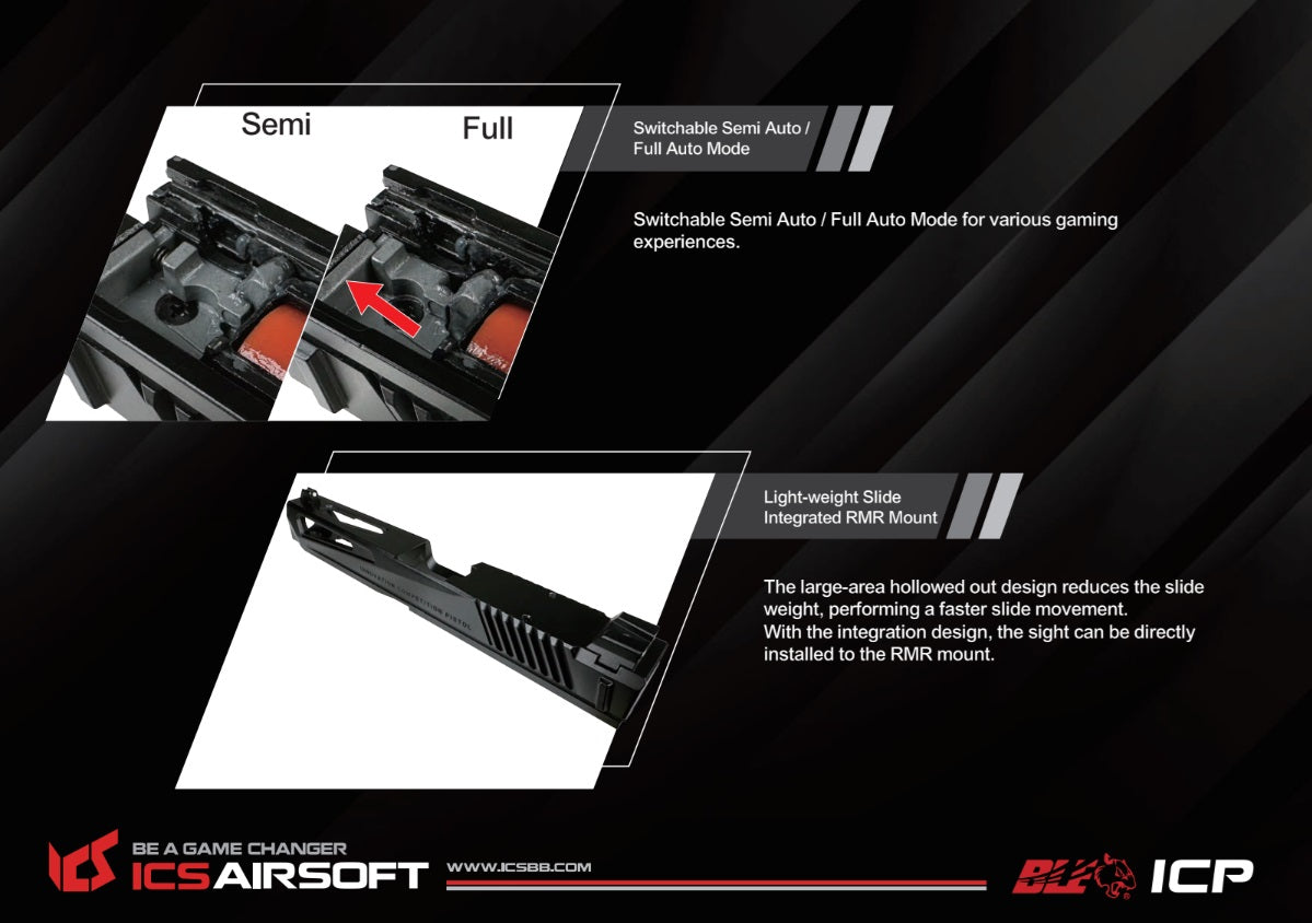 ICS BLE ICP Optics Ready Full Auto GBB Pistol