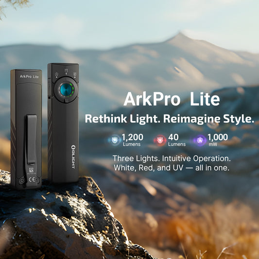 Olight ArkPro Lite - Flat Unibody EDC Flashlight with Multi-Light Sources (Matte Black)