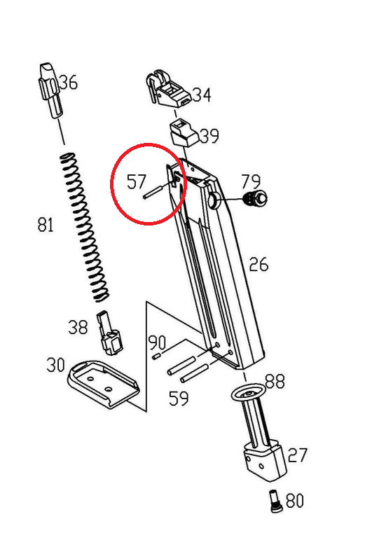 KJ / ASG P-09 Magazine Feed Lip Pin